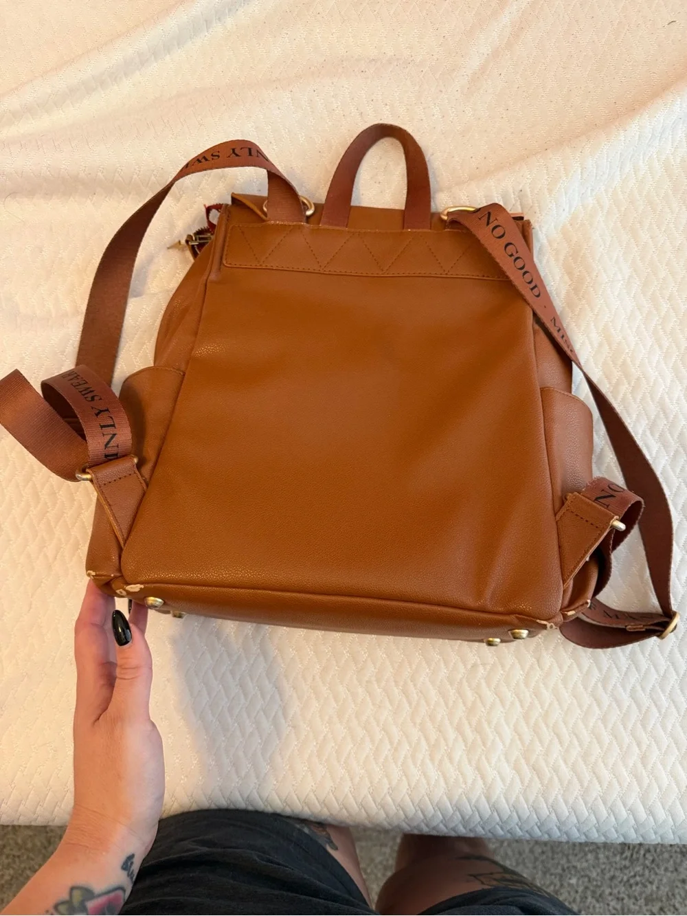 Freshly Picked Harry Potter Brown Faux Leather Backpack with Gold Accent